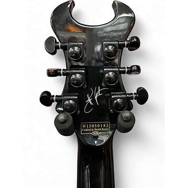 Used Schecter Guitar Research diamond series Black and White Solid Body Electric Guitar