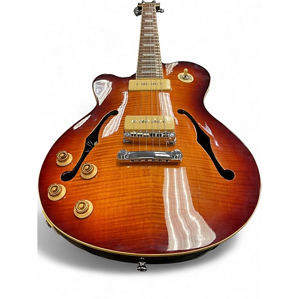 Used Shine T420 Honey Burst Hollow Body Electric Guitar