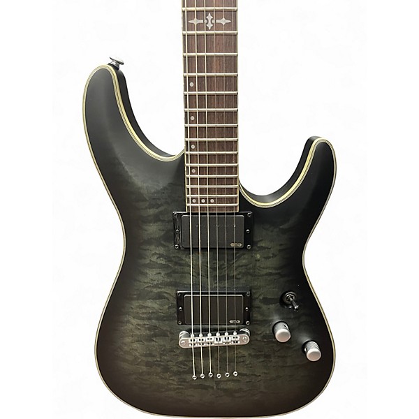 Used Schecter Guitar Research C1 Platinum Translucent Black Solid Body Electric Guitar