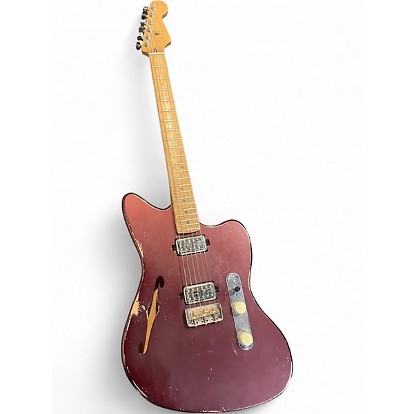 Used Unbranded Partscaster Jazzmaster Wine Red Metallic Hollow Body Electric Guitar