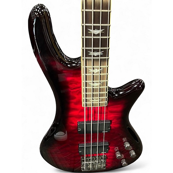 Used Schecter Guitar Research Stiletto Extreme 4 String red Electric Bass Guitar
