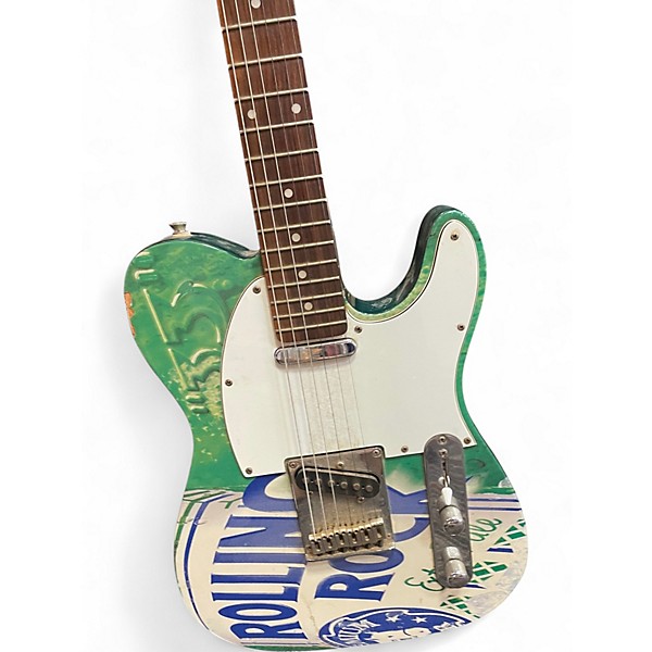 Used Squier telecaster standard Rolling Rock 20th anniversary green Solid Body Electric Guitar
