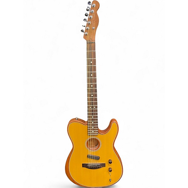 Used Fender Acoustasonic Player Telecaster Yellow Acoustic Electric Guitar