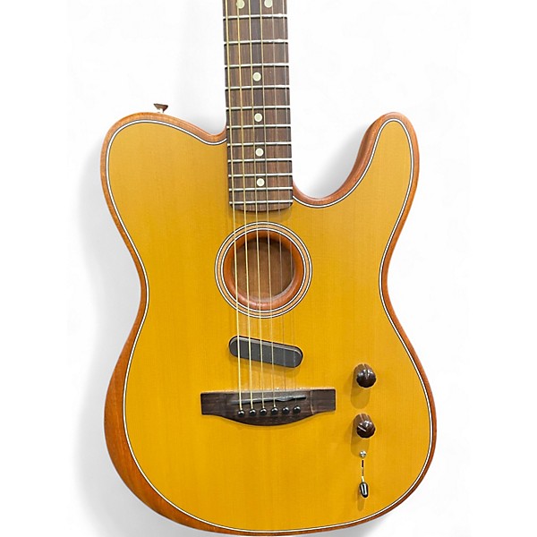 Used Fender Acoustasonic Player Telecaster Yellow Acoustic Electric Guitar