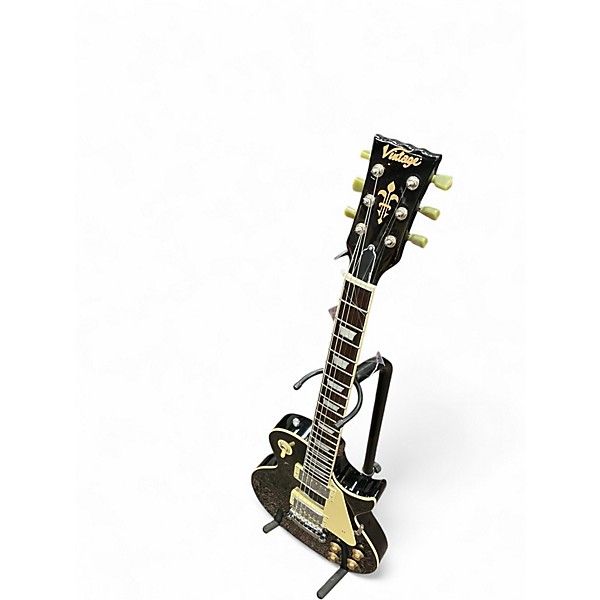 Used Vintage V100 Black Solid Body Electric Guitar