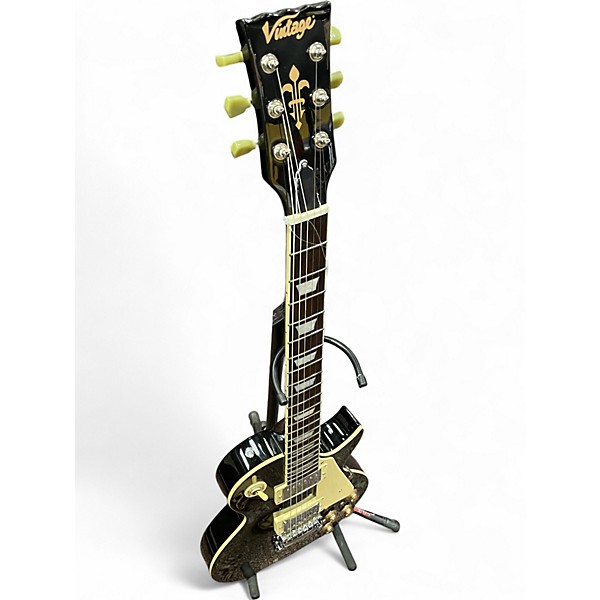 Used Vintage V100 Black Solid Body Electric Guitar