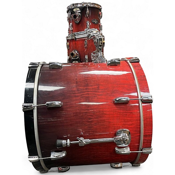 Used Pearl 4 Piece Vision Birch 4-piece Flame Maple Red to Black Fade Drum Kit
