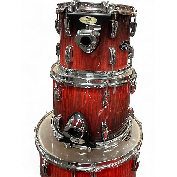 Used Pearl 4 Piece Vision Birch 4-piece Flame Maple Red to Black Fade Drum Kit