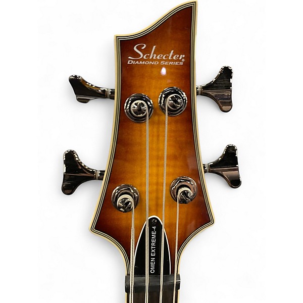 Used Schecter Guitar Research Diamond Series Omen Extreme 4 Sunburst Electric Bass Guitar