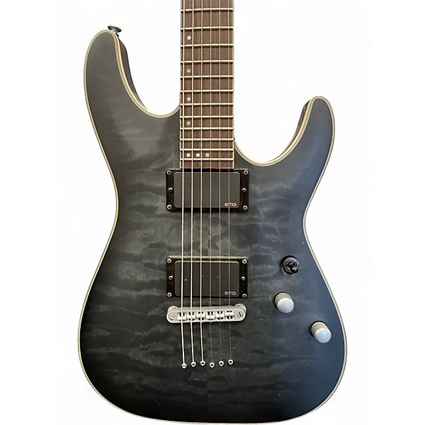 Used Schecter Guitar Research C1 Platinum Trans Black Solid Body Electric Guitar