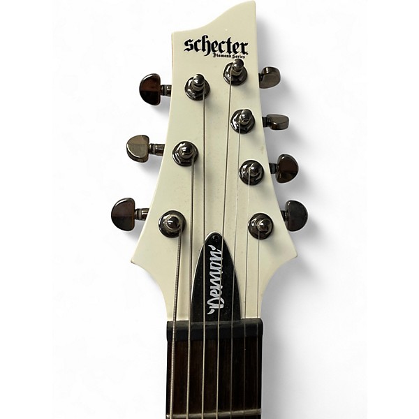 Used Schecter Guitar Research Demon 7 String White Solid Body Electric Guitar