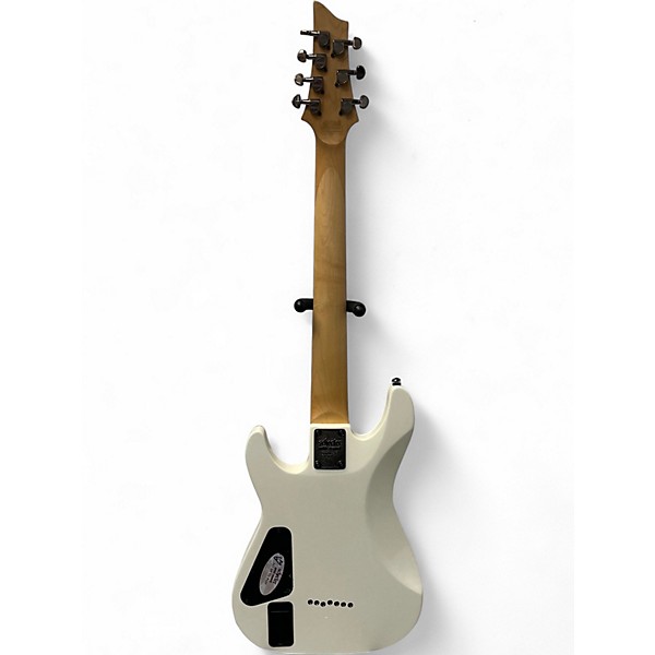 Used Schecter Guitar Research Demon 7 String White Solid Body Electric Guitar