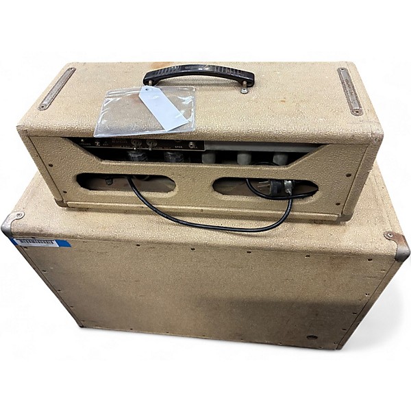 Vintage 1962 Fender 1962 Fender Bass Man Blonde Oxblood Piggy Back Set Tube Bass Amp Head