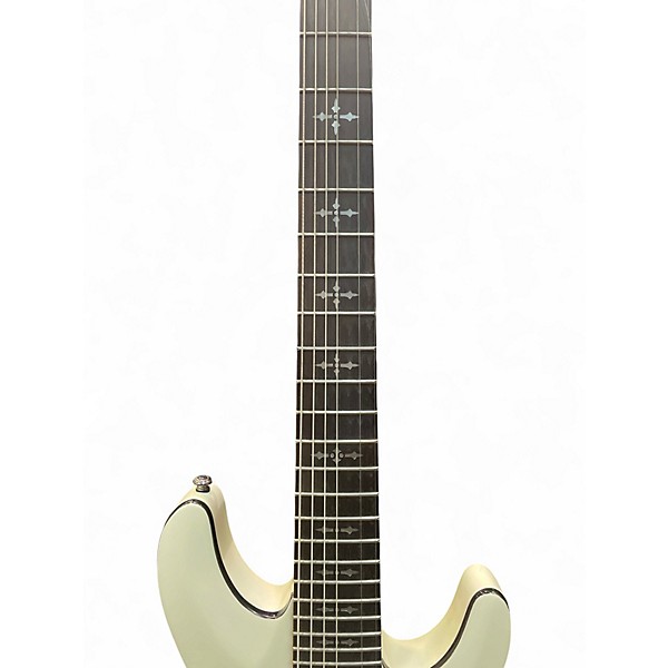 Used Schecter Guitar Research Demon 7 String white Solid Body Electric Guitar