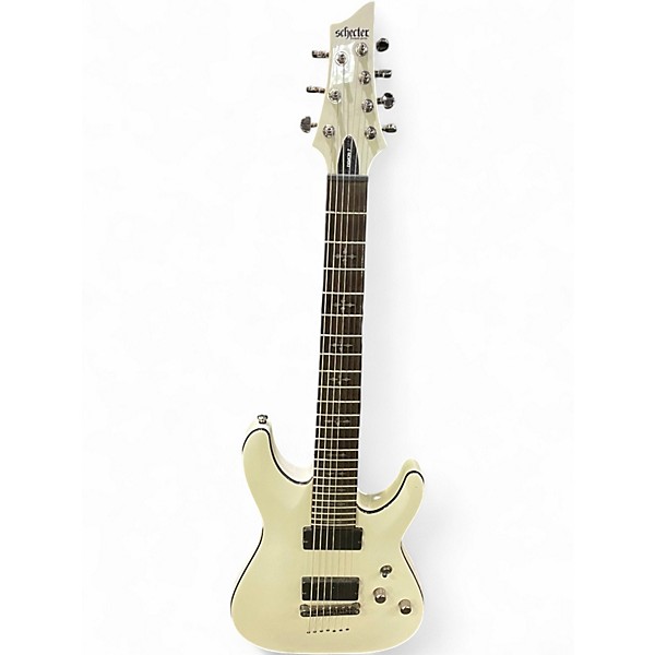 Used Schecter Guitar Research Demon 7 String Vintage White Solid Body Electric Guitar