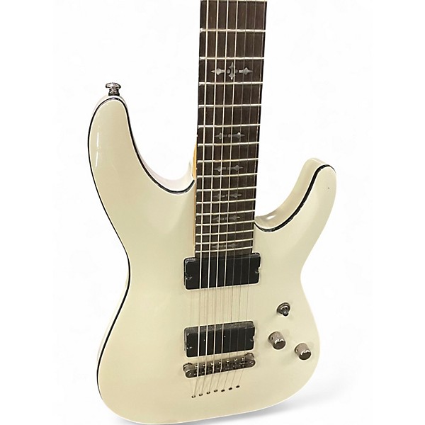 Used Schecter Guitar Research Demon 7 String Vintage White Solid Body Electric Guitar