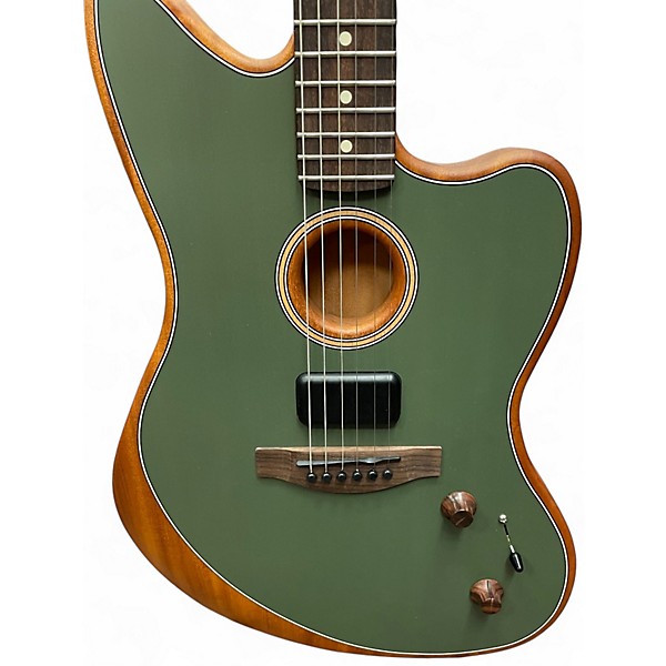 Used Fender Acoustasonic Jazzmaster Antique Olive Acoustic Electric Guitar