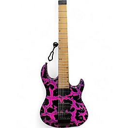 Used Kiesel Osiris 7 Headless Pink and Black Crackle Solid Body Electric Guitar