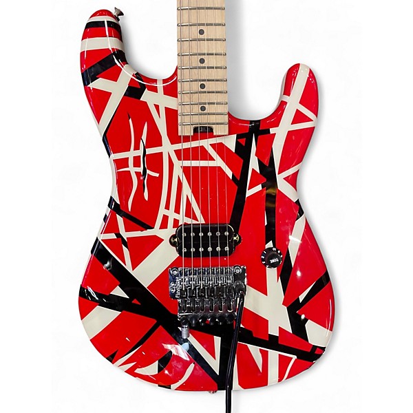 Used EVH Striped Series RED AND BLACK Solid Body Electric Guitar