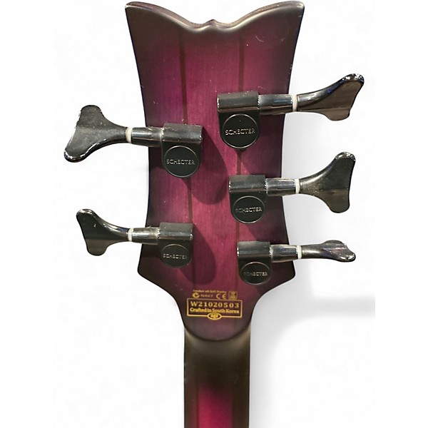 Used Schecter Guitar Research Stiletto Studio 5 String Transparent Purple Burst Electric Bass Guitar