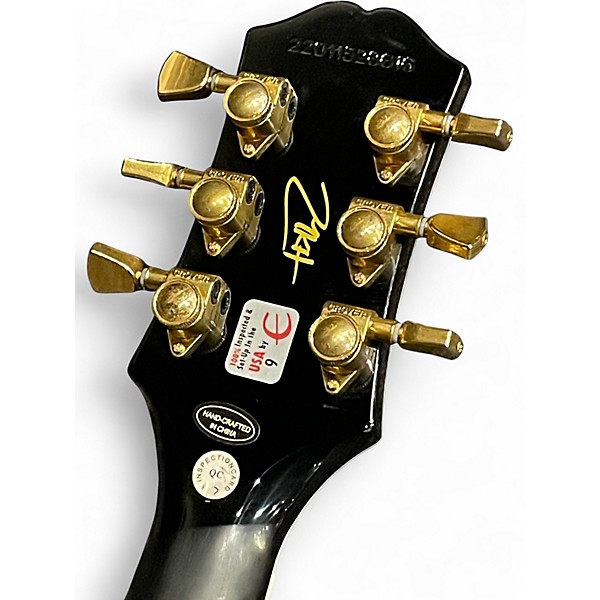 Used 2023 Epiphone Matt Heafy Les Paul Custom Black and Gold Solid Body Electric Guitar