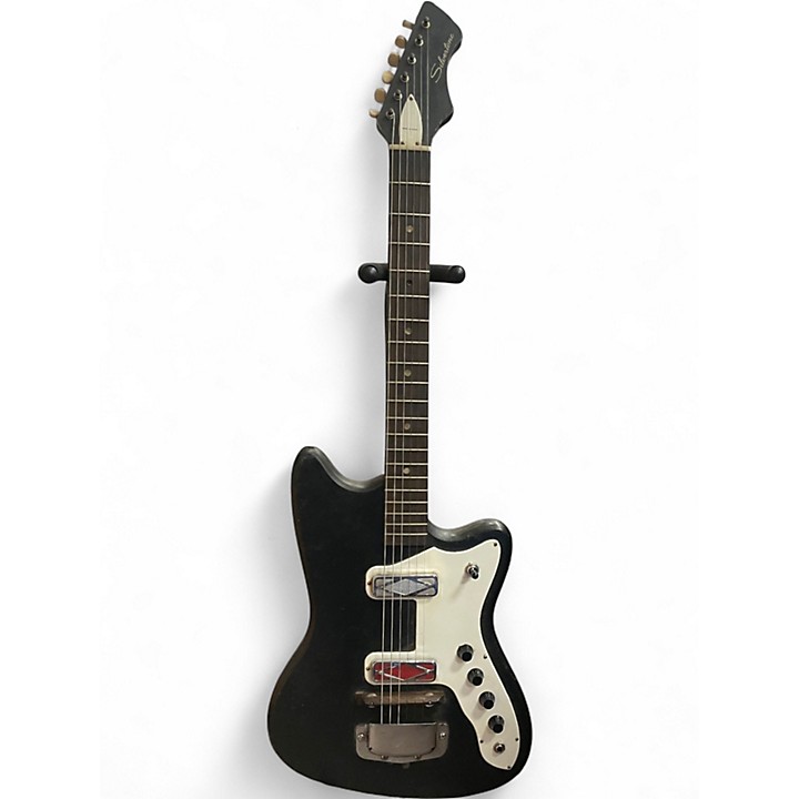 Vintage 1960s Silvertone Bobkat Black Solid Body Electric Guitar