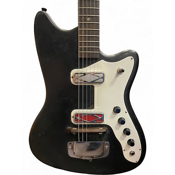 Vintage 1960s Silvertone Bobkat Black Solid Body Electric Guitar