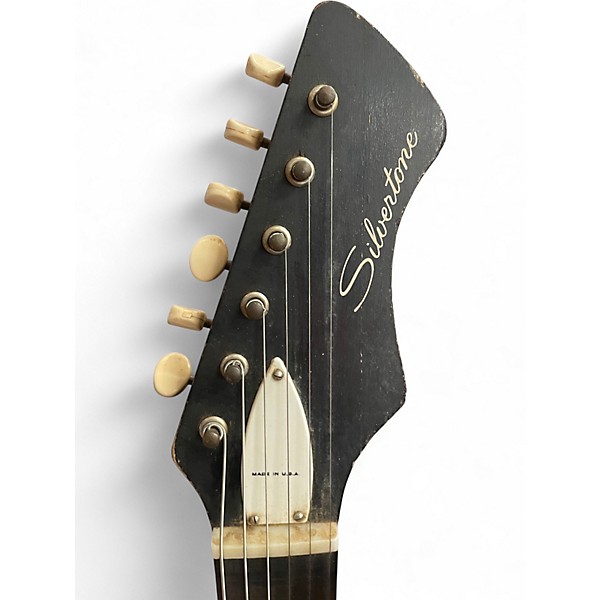 Vintage 1960s Silvertone Bobkat Black Solid Body Electric Guitar