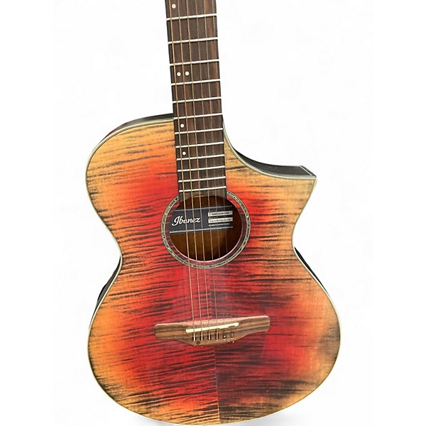 Used Ibanez AEWC32FM Tiger Burst Acoustic Electric Guitar