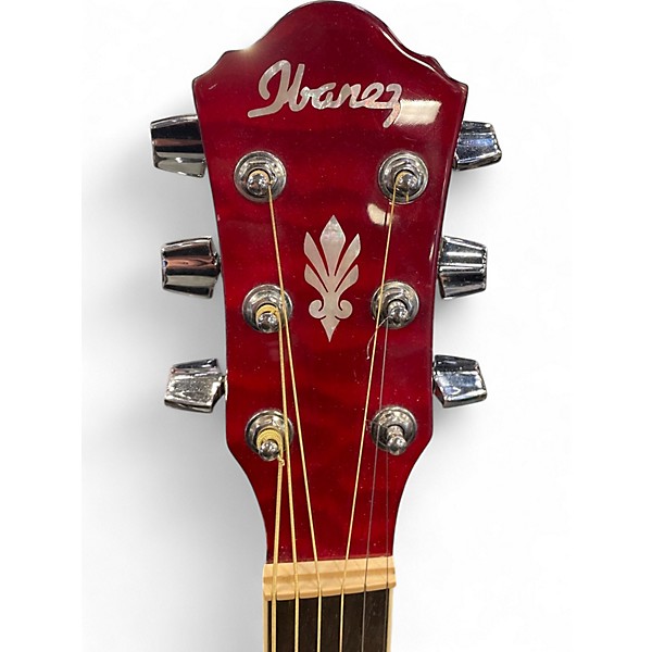 Used Ibanez AEG25E RED QUILTED Classical Acoustic Guitar