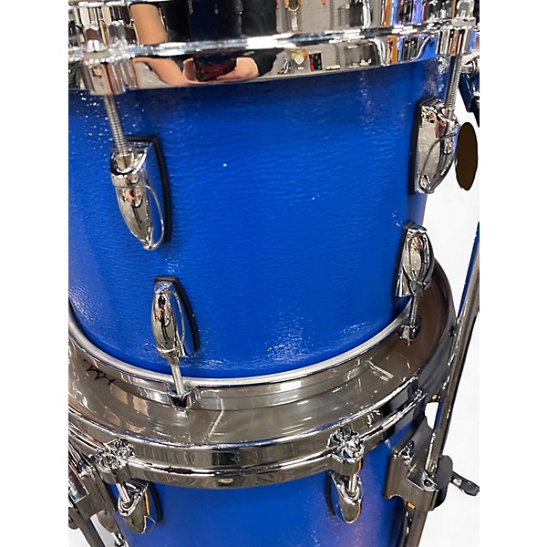 Used Remo 3 Piece GOLD CROWN FIBERGLASS Blue Drum Kit