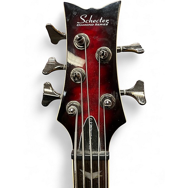 Used Schecter Guitar Research Stiletto Extreme 5 String Candy Red Burst Electric Bass Guitar
