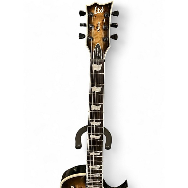 Used 2023 ESP LTD EC1000T DELUXE QUILTED Black Natural Burst Solid Body Electric Guitar