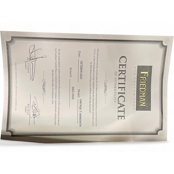 Used Friedman Vintage T AMBS90th AGED BLACK Solid Body Electric Guitar