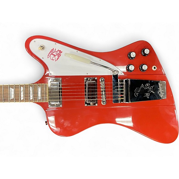 Used 2024 Epiphone 1963 Firebird V Maestro Vibrola Ember Red Solid Body Electric Guitar