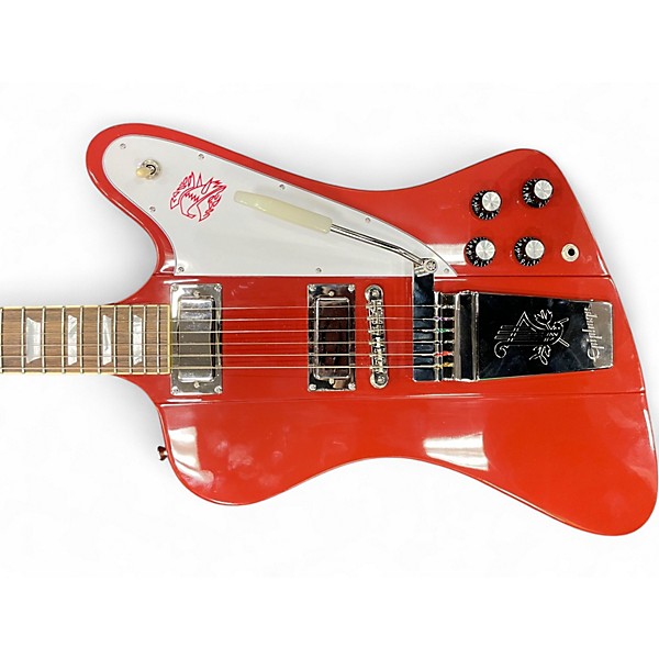 Used 2024 Epiphone 1963 Firebird V Maestro Vibrola Ember Red Solid Body Electric Guitar