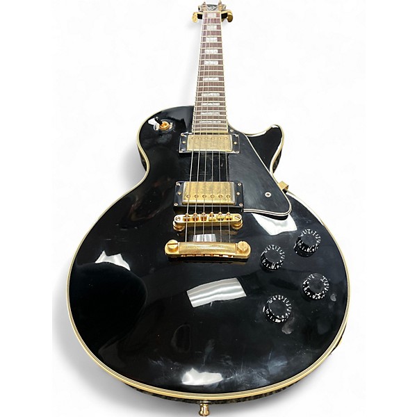 Used Epiphone Les Paul Custom Black and Gold Solid Body Electric Guitar