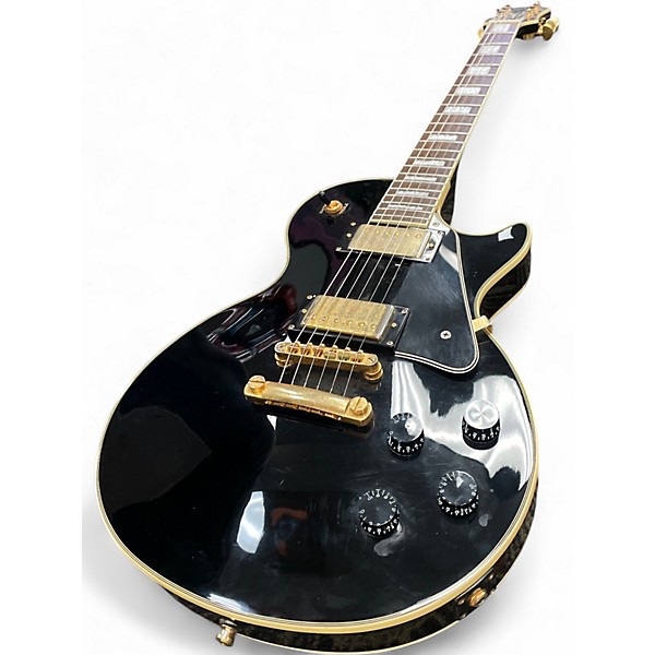 Used Epiphone Les Paul Custom Black and Gold Solid Body Electric Guitar