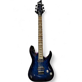 Used Schecter Guitar Research Omen Elite See Through Blue Burst Solid Body Electric Guitar