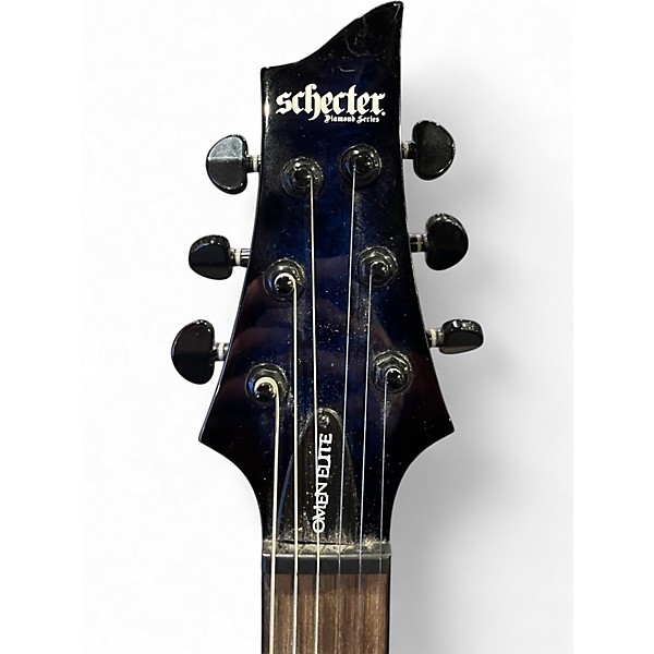 Used Schecter Guitar Research Omen Elite  See Through Blue Burst Solid Body Electric Guitar