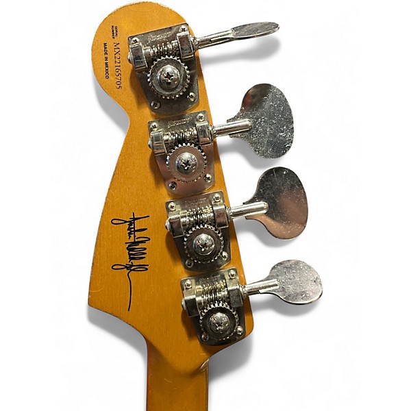Used Fender Justin Meldal-Johnsen Road Worn Mustang Electric Bass Daphne Blue Electric Bass Guitar