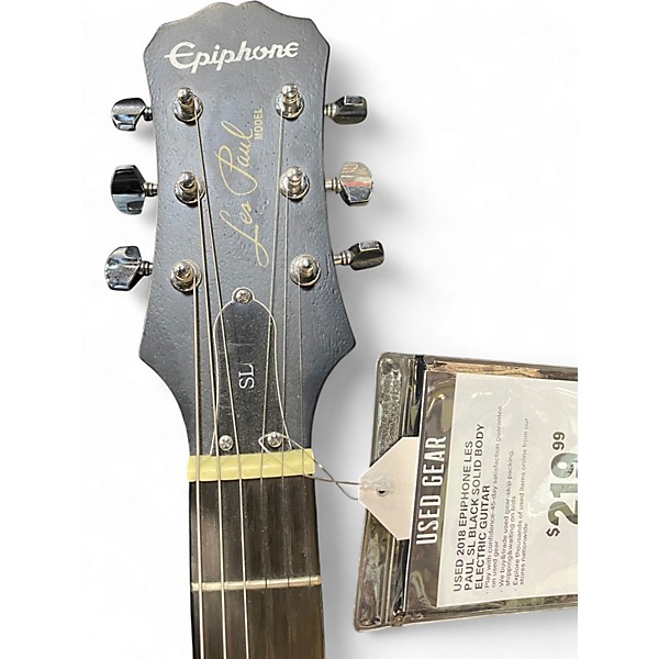 Used 2018 Epiphone Les Paul SL Black Solid Body Electric Guitar