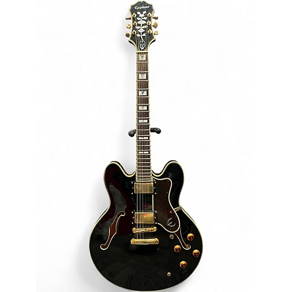 Used Epiphone Sheraton II Black and Gold Hollow Body Electric Guitar
