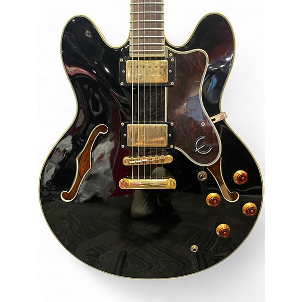Used Epiphone Sheraton II Black and Gold Hollow Body Electric Guitar