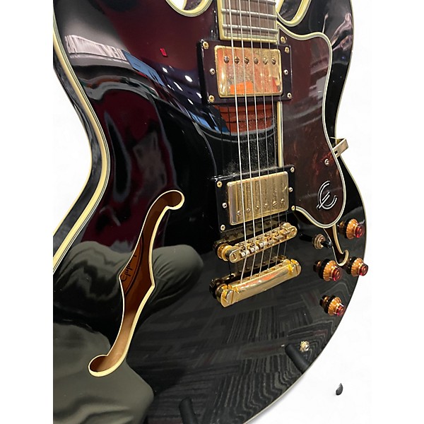 Used Epiphone Sheraton II Black and Gold Hollow Body Electric Guitar