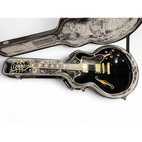 Used Epiphone Sheraton II Black and Gold Hollow Body Electric Guitar