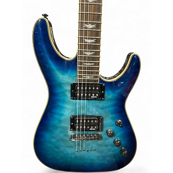 Used Schecter Guitar Research Omen Extreme 6 Ocean Blue Burst Solid Body Electric Guitar