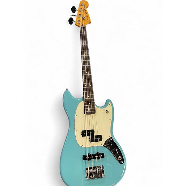 Used Fender Mustang Bass Aquatone Blue Electric Bass Guitar