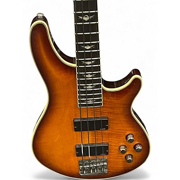 Used Schecter Guitar Research Omen 4 String 2 Tone Sunburst Electric Bass Guitar