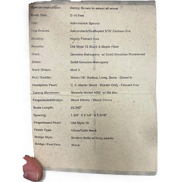 Used Martin Custom Shop D18 Natural Acoustic Guitar